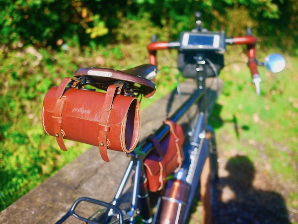 Galen Leather Bicycle Bags on my sexy Brodie Bike