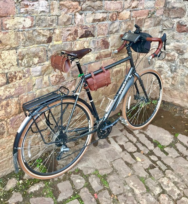 Galen Leather Bicycle Bags on my sexy Brodie Bike